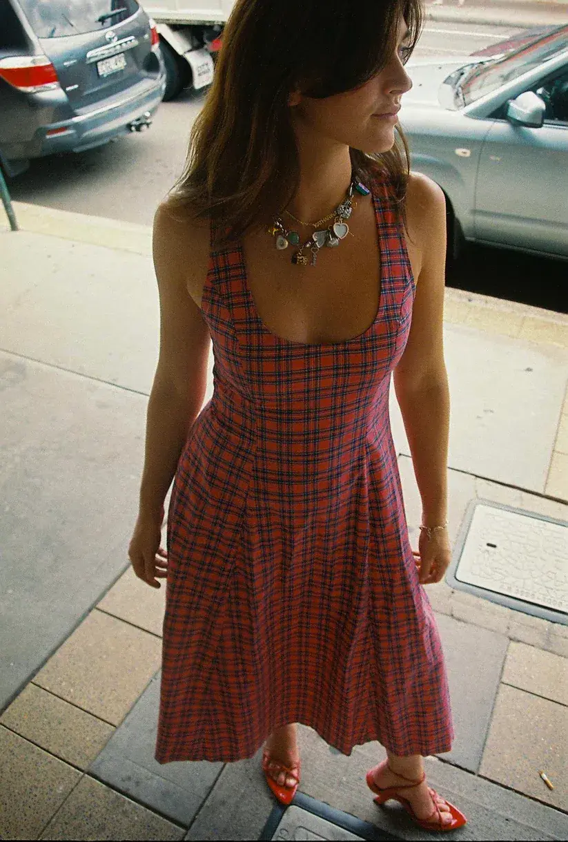 Katharina Lou The Annabel Maxi Dress in Red Tartan Size XL / AU 14 - Image 1