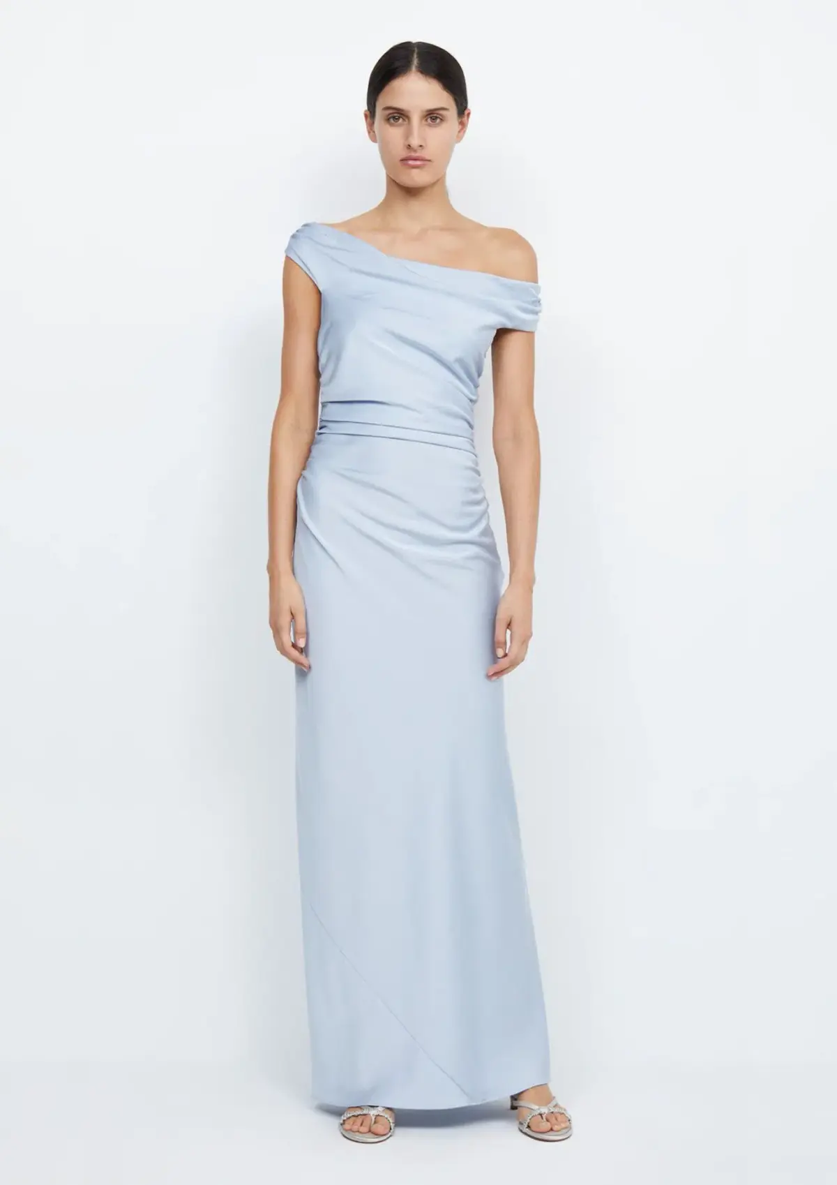 Bec & Bridge Eternity Off Shoulder Maxi Dress Dusty Blue Size XS / AU 6 - Image 1