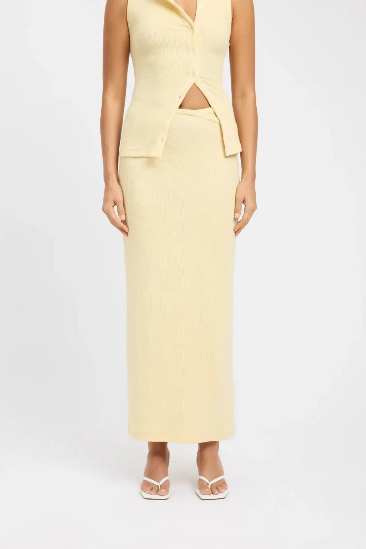 Kookai Bec Button Tank Size 36 and Carter Maxi Skirt Size 34 Set Butter - Image 2