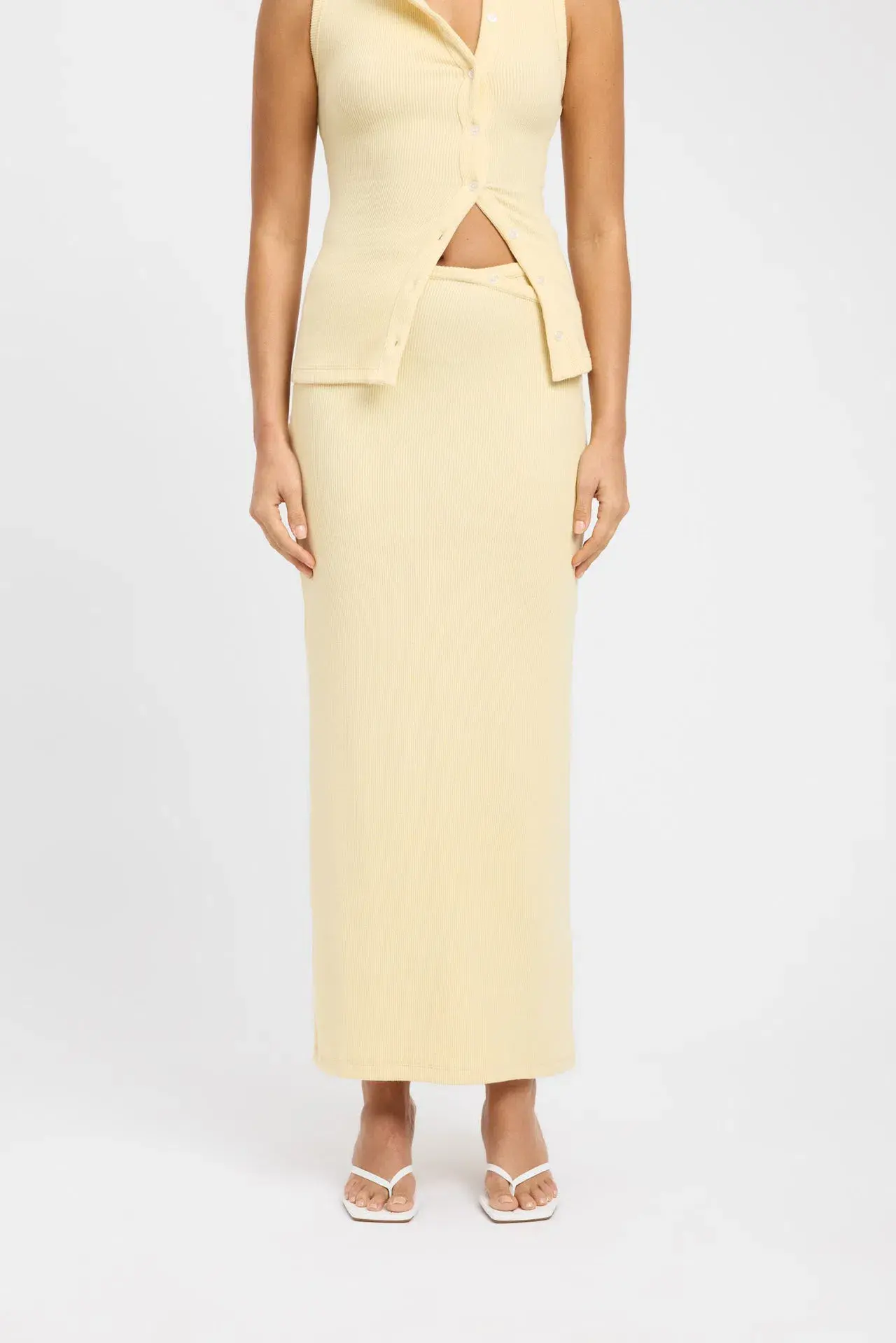 Kookai Bec Button Tank Size 36 and Carter Maxi Skirt Size 34 Set Butter - Image 2
