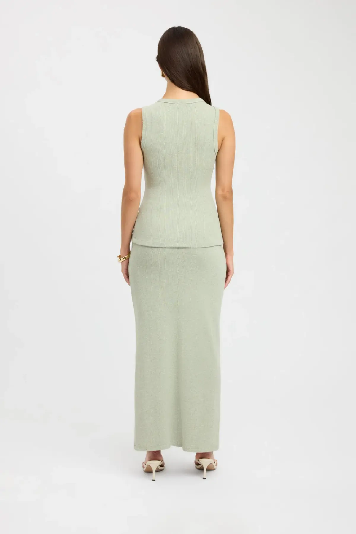 Kookai Bec Button Tank Size 36 and Carter Maxi Skirt Set Size 34 Sage Marle - Image 2