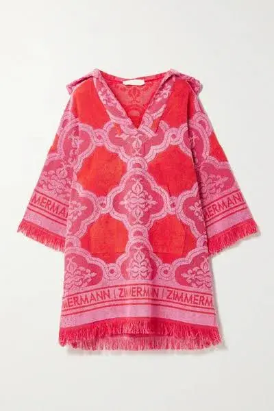 Zimmermann Poppy Fringed Terry Towel Mini Dress Red Pink Size 1 / AU 10  - Image 8