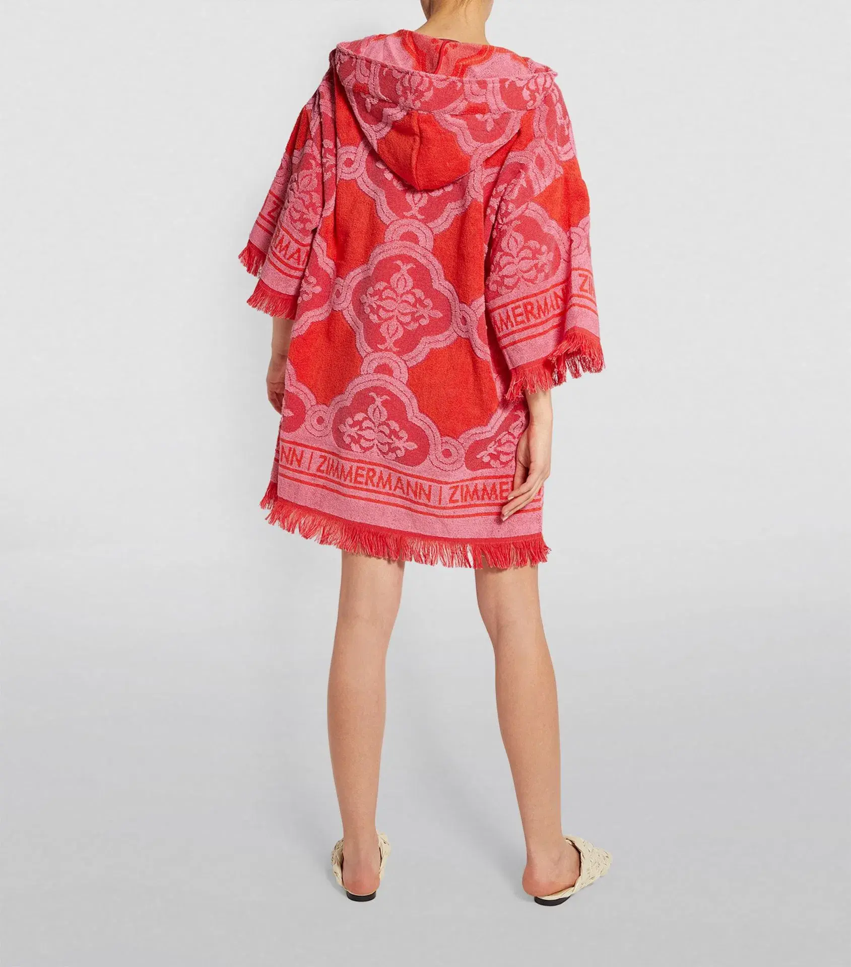 Zimmermann Poppy Fringed Terry Towel Mini Dress Red Pink Size 1 / AU 10  - Image 4