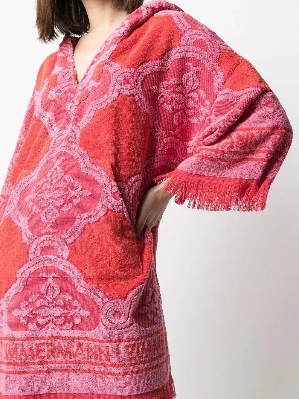 Zimmermann Poppy Fringed Terry Towel Mini Dress Red Pink Size 1 / AU 10  - Image 2