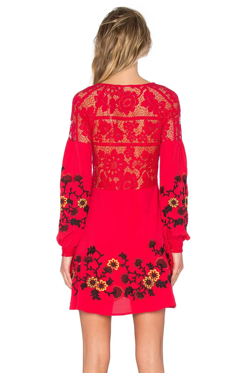 For Love & Lemons Isabella Long Sleeve Mini Dress Hot Red Size XS / AU 6 - Image 3