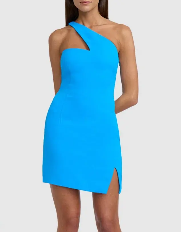 By Johnny Sharp One Shoulder Mini Dress in Electric Blue Size 12 - Image 4