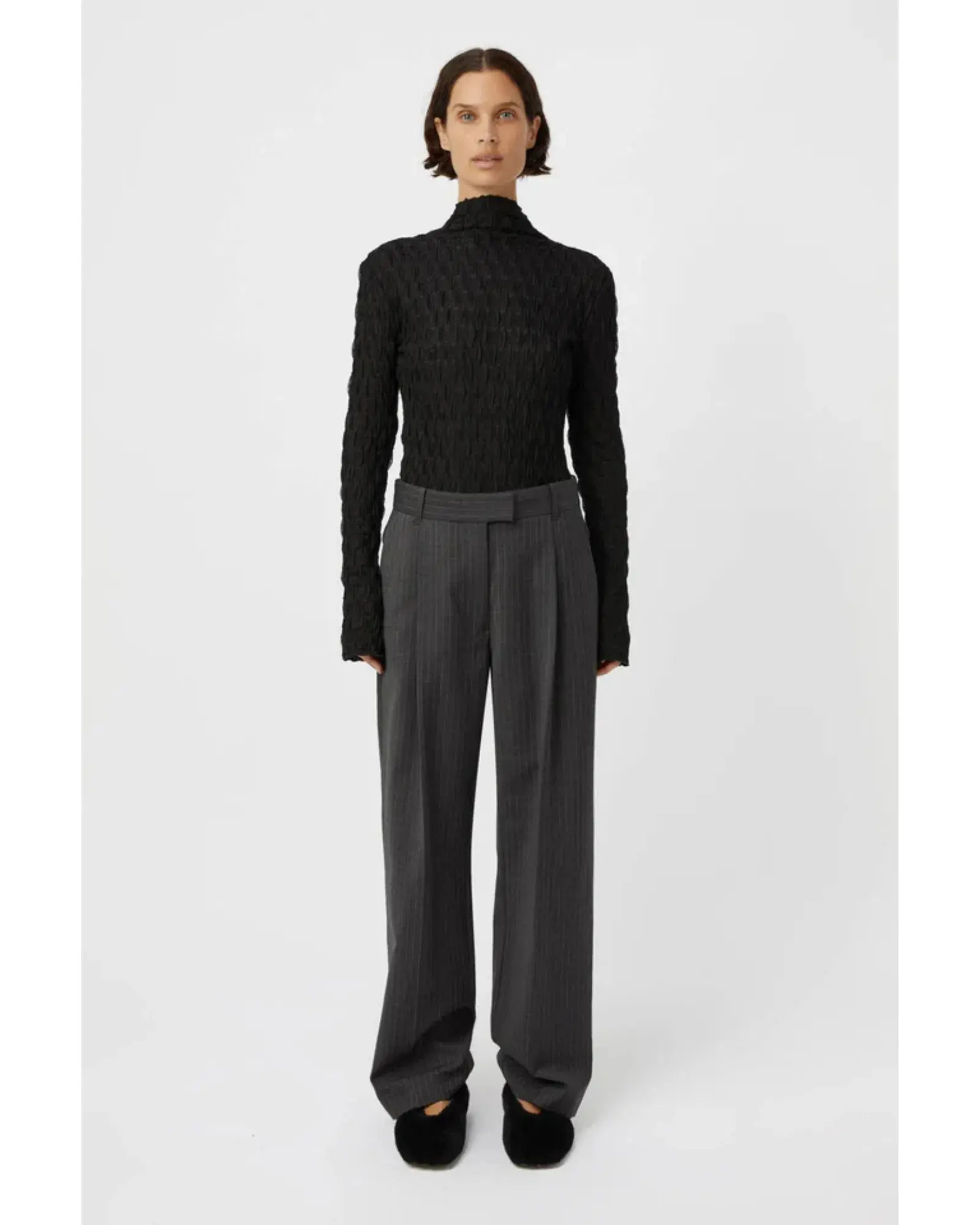 Camilla and Marc Brancusi Blazer and Pant Set Charcoal Pinstripe Size AU 8 - Image 4