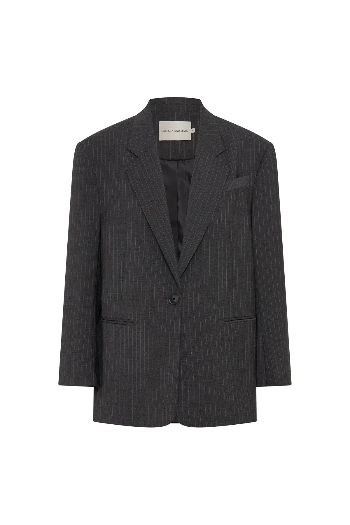 Camilla and Marc Brancusi Blazer and Pant Set Charcoal Pinstripe Size AU 8 - Image 6