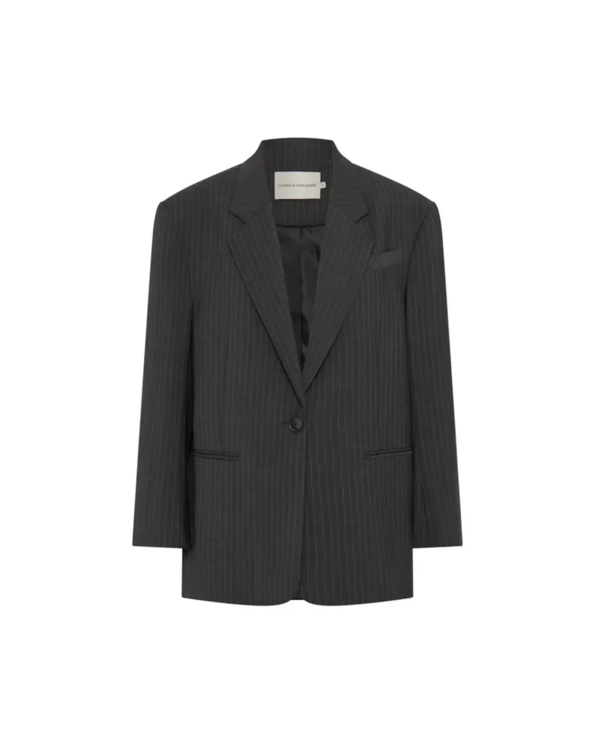 Camilla and Marc Brancusi Blazer and Mini Skirt Set Charcoal Pinstripe Size AU 10 - Image 4