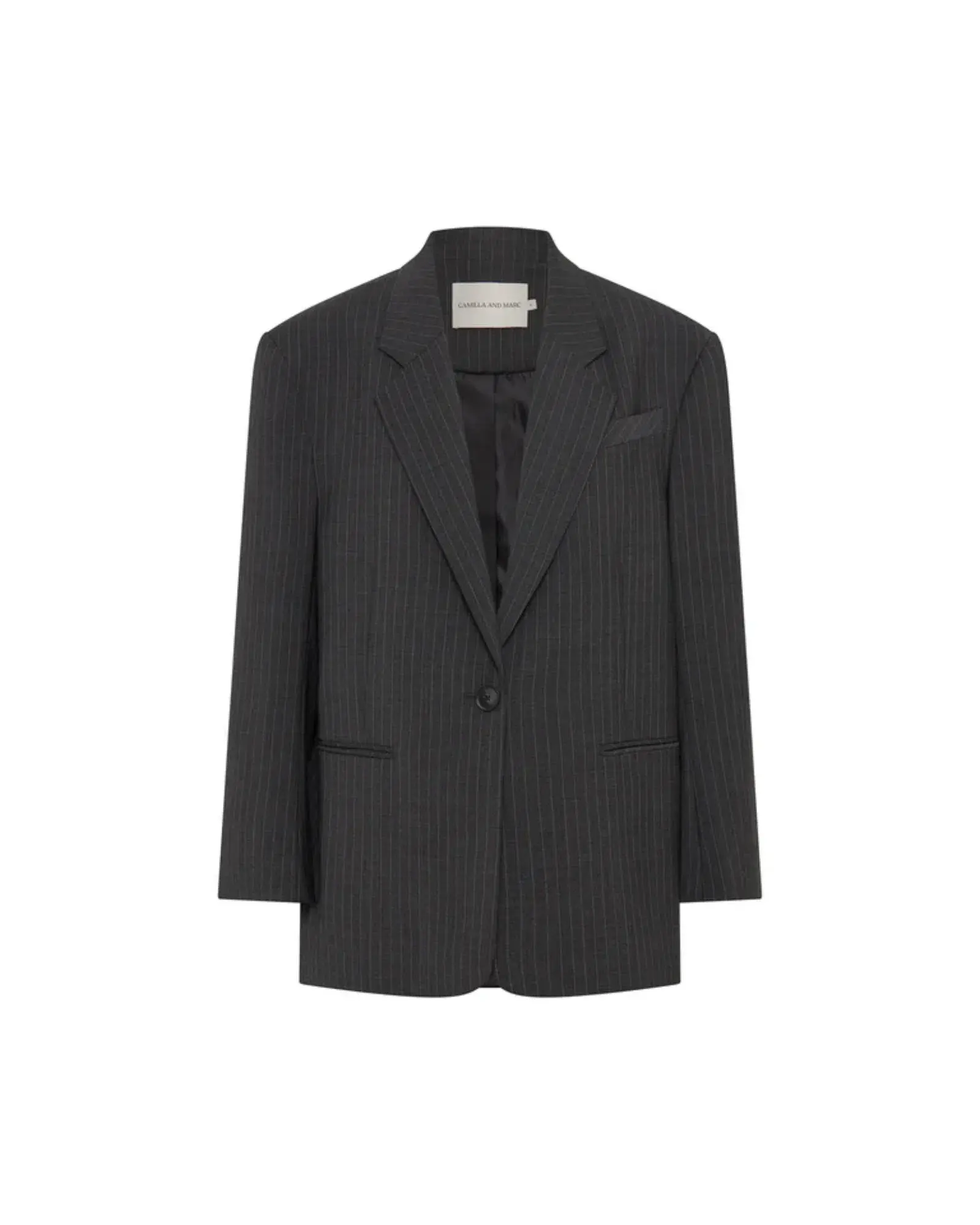 Camilla and Marc Brancusi Blazer and Mini Skirt Set Charcoal Pinstripe Size AU 8 - Image 4
