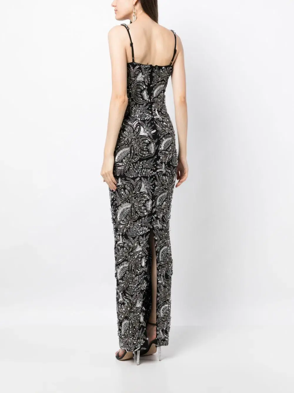 Rachel Gilbert Piper Embellished Gown Black/Silver Size AU 8  - Image 3