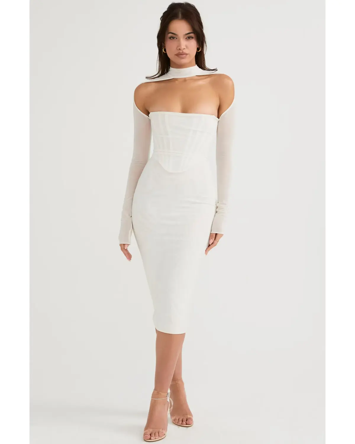 House of CB Milarose Midi Dress White Size AU 8 - Image 1