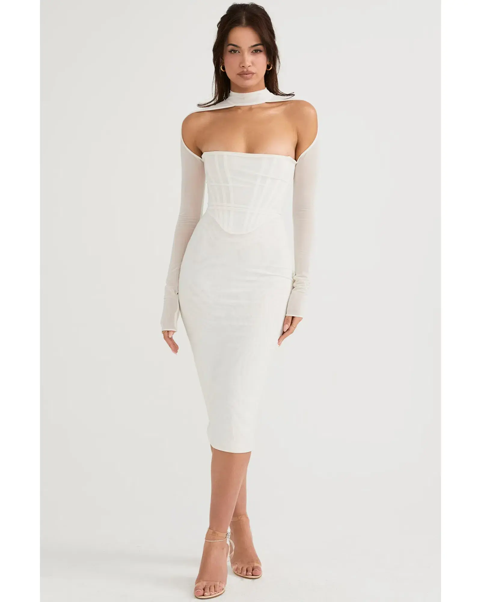 House of CB Milarose Midi Dress White Size AU 8 - Image 1