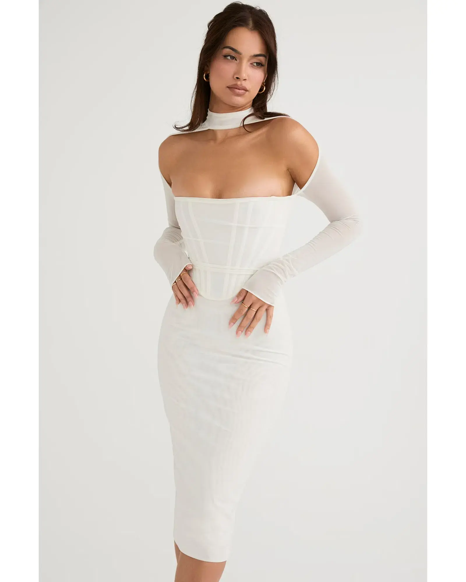 House of CB Milarose Midi Dress White Size AU 8 - Image 2