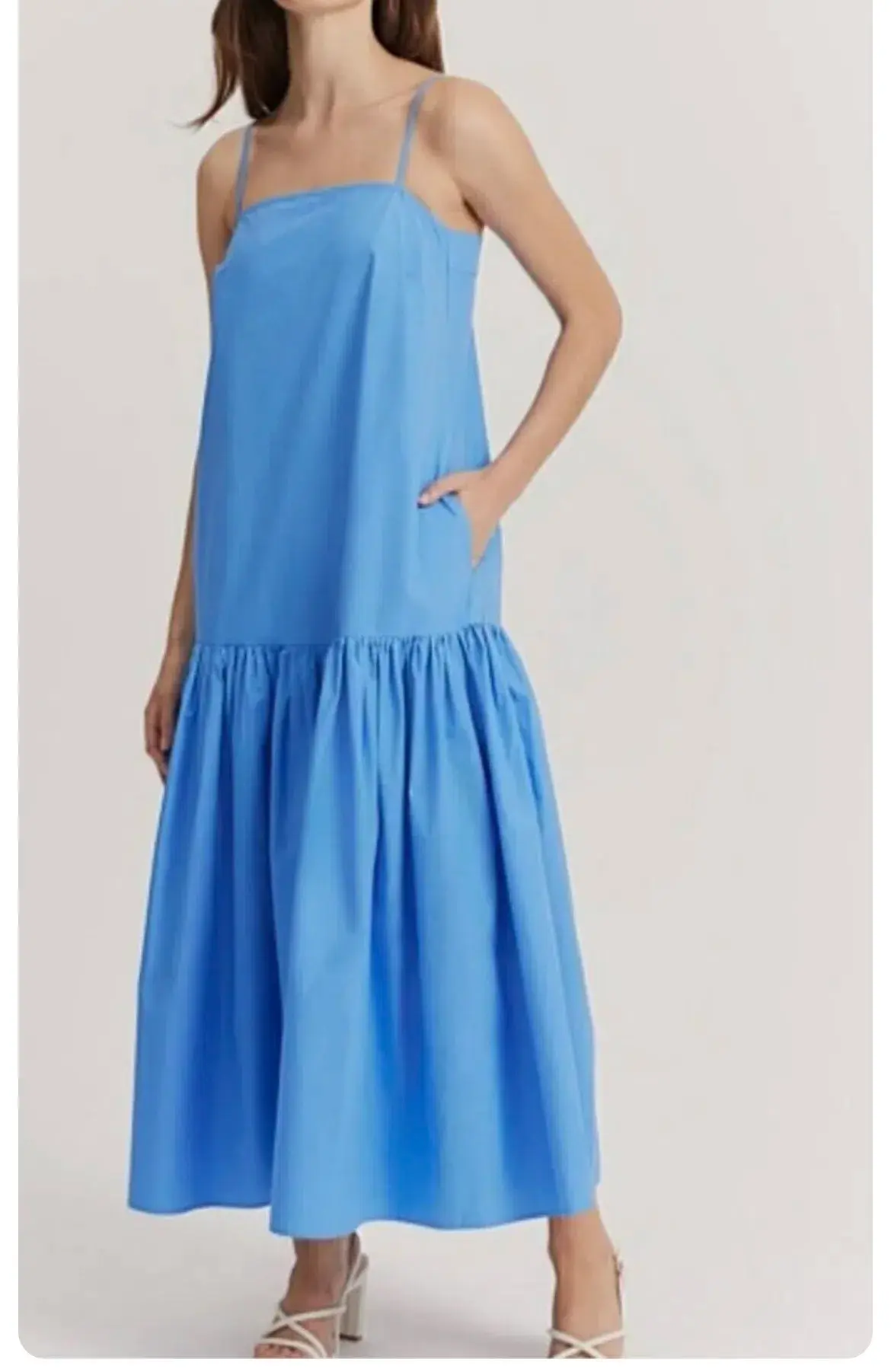 Country Road Gathered Maxi Dress Blue Size AU 8 - Image 4