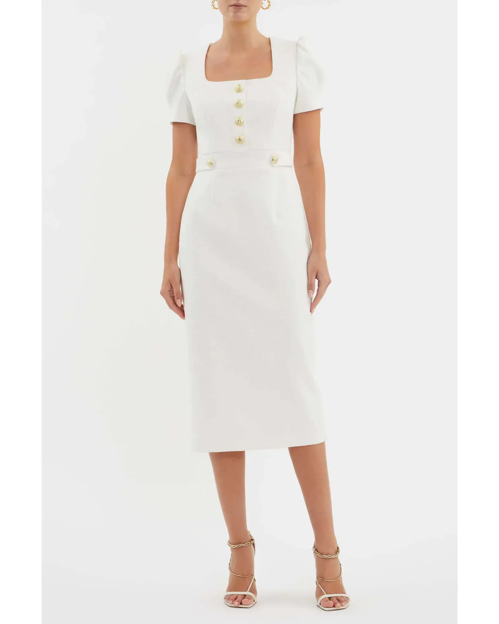 Rebecca Vallance Clarisse Midi Dress in Ivory Size AU 8 - Image 1