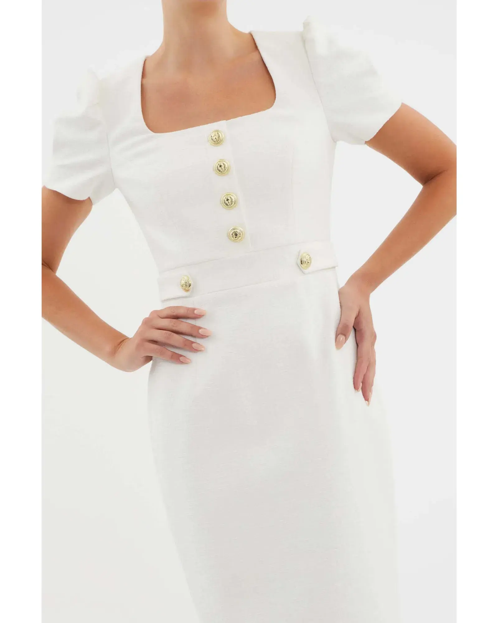 Rebecca Vallance Clarisse Midi Dress in Ivory Size AU 8 - Image 3