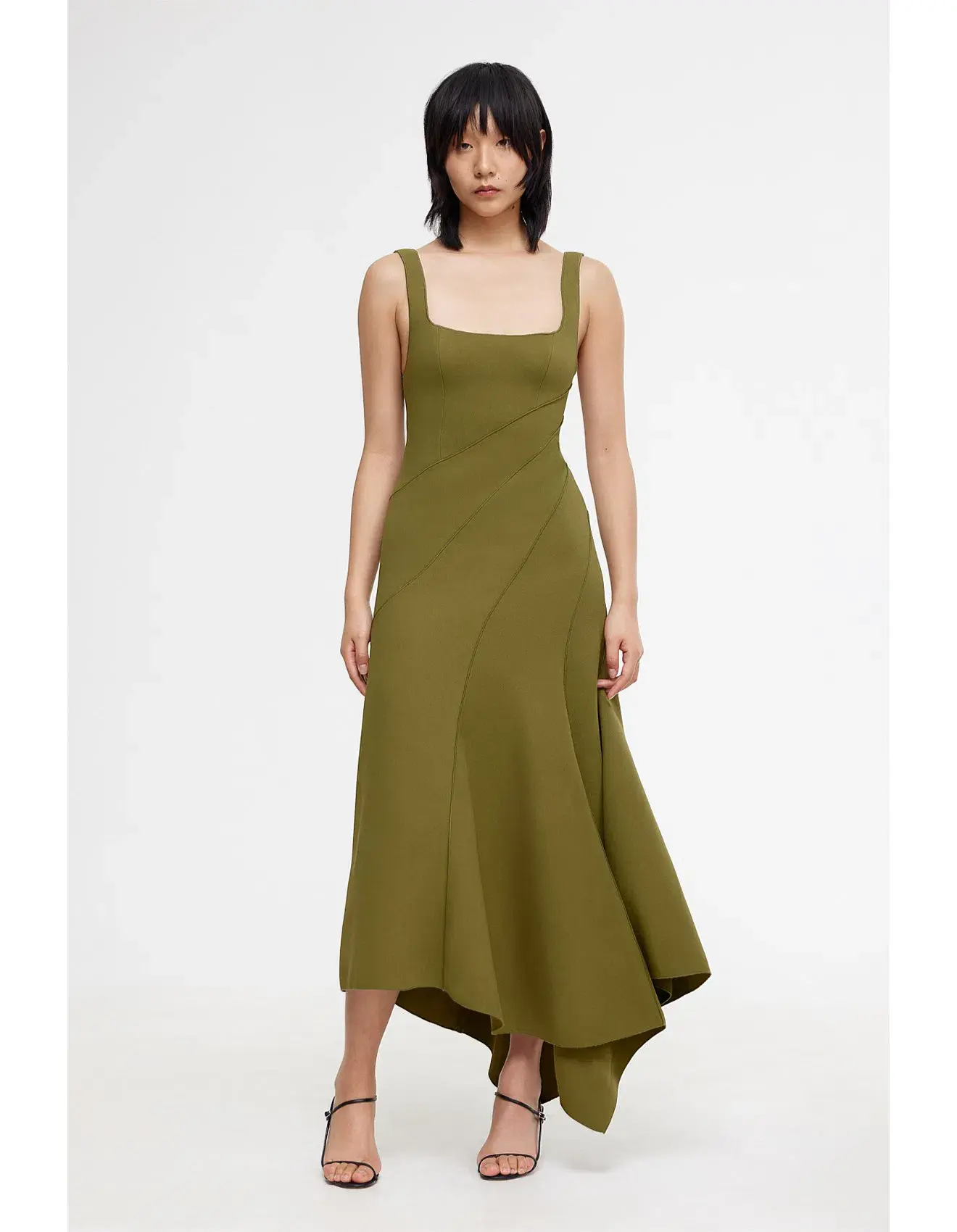 Acler Rowe Midi Dress in Olive Green Size 12 - Image 1