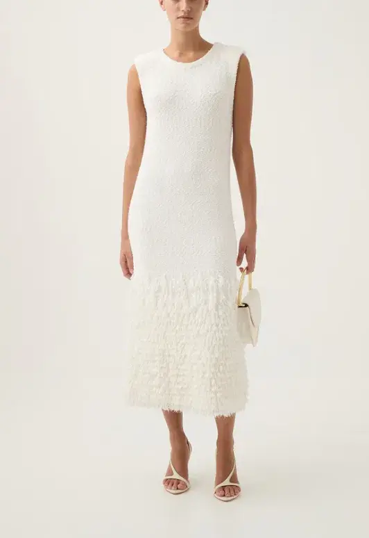 Aje Dimension Knit Midi Dress Ivory Size 12 - Image 2