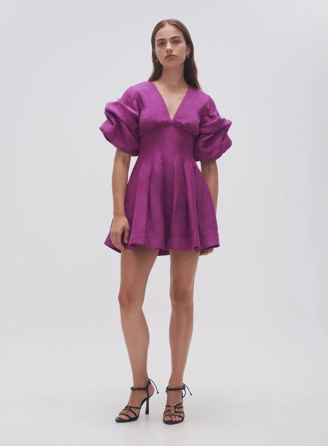 Aje Adelie Puff Sleeve Mini Dress Plum Purple Size 12  - Image 1