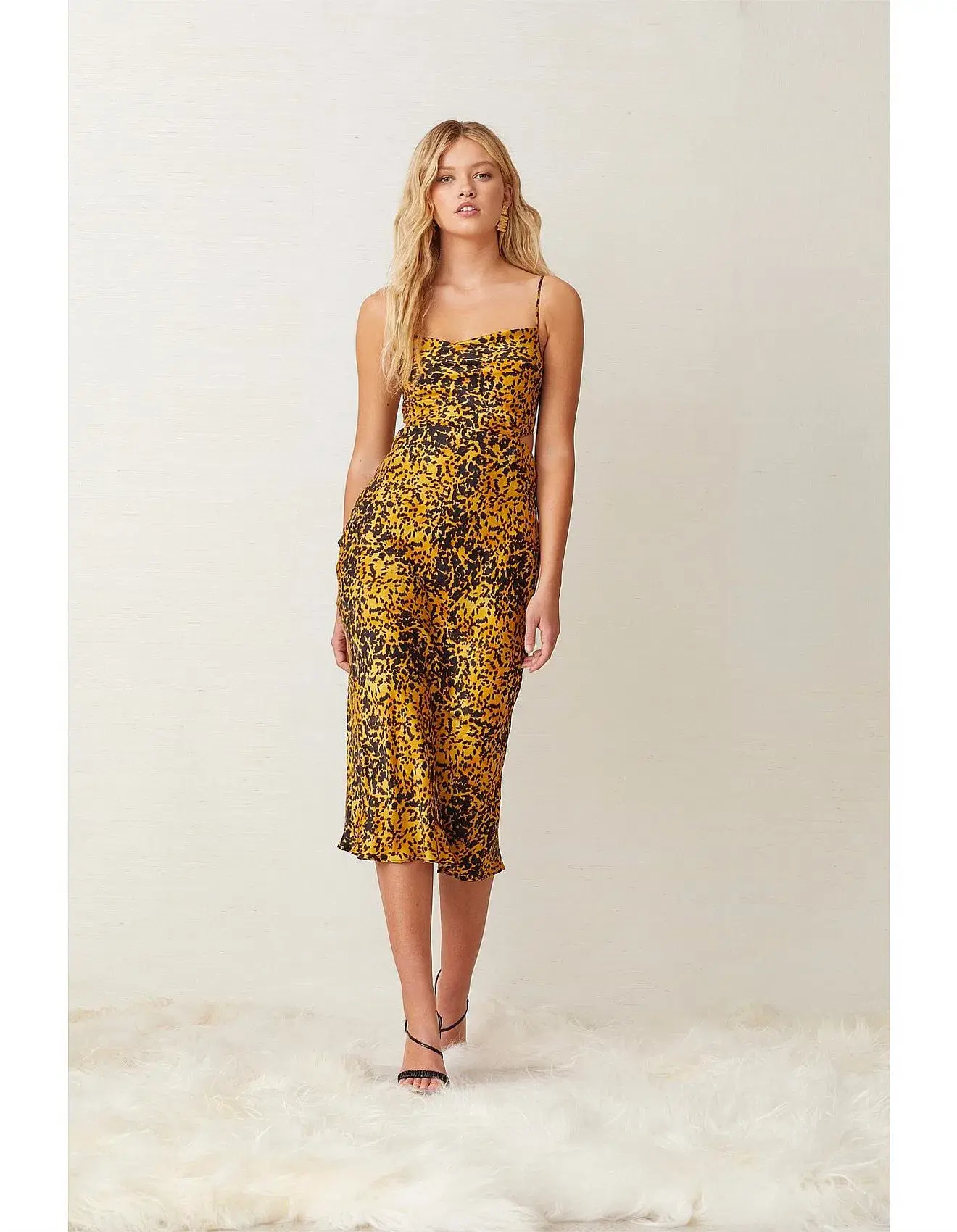 Bec & Bridge Turtle Rock Midi Dress Gold/Black Size AU 8 - Image 1