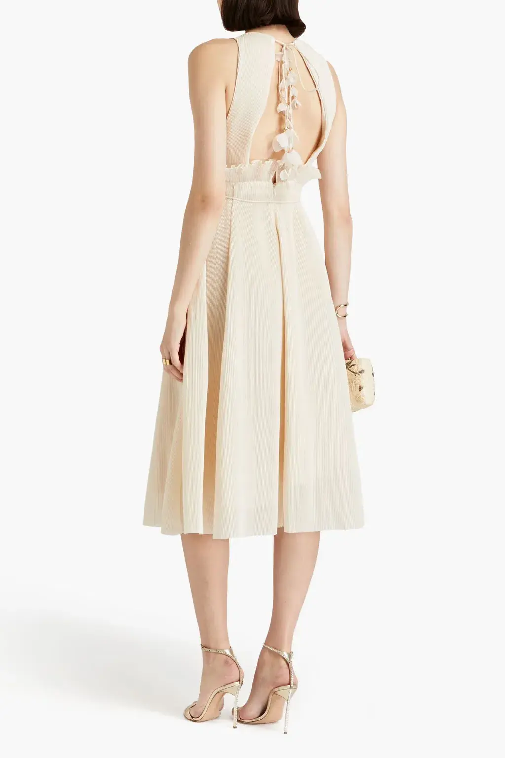 Zimmermann Pleated Picnic Midi Dress Ivory Size 1 / AU 10 - Image 2