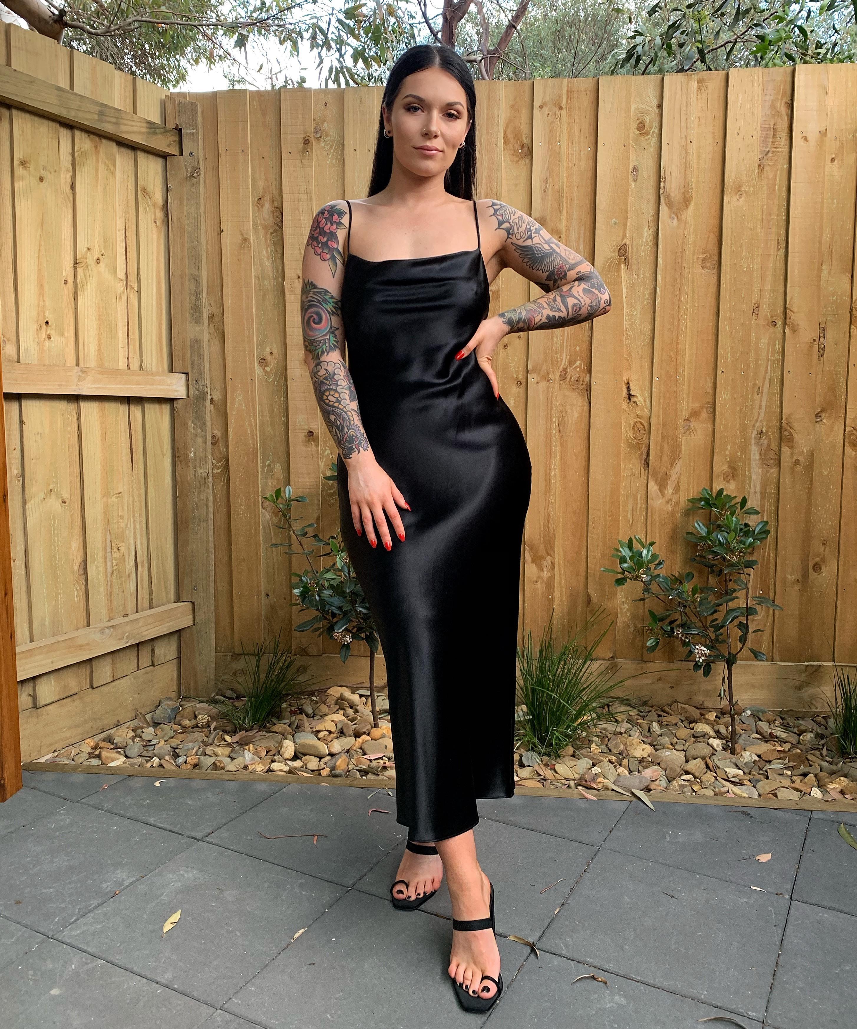 Seed Silk Slip Dress - Black size 8 - Image 1