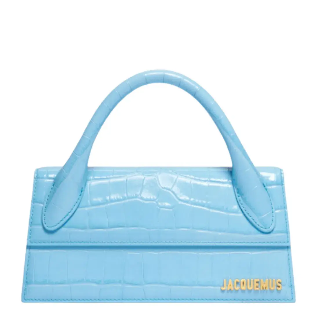 Jacquemus Le Chiquito Long Bag in Croc Blue for rent on The Volte - main image