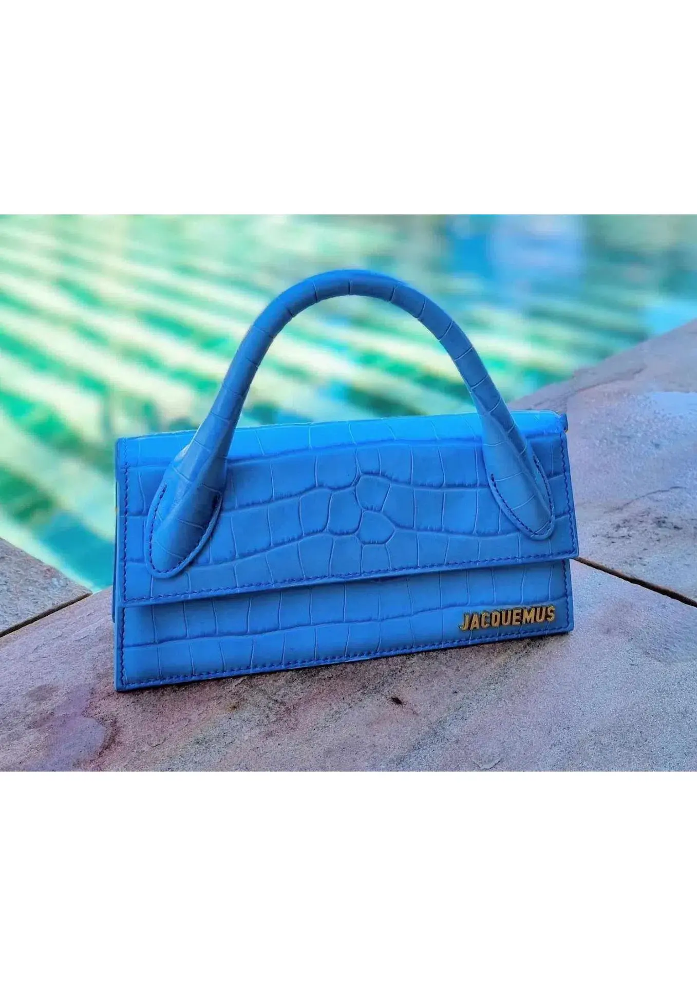 Jacquemus Le Chiquito Long Bag in Croc Blue - Image 1