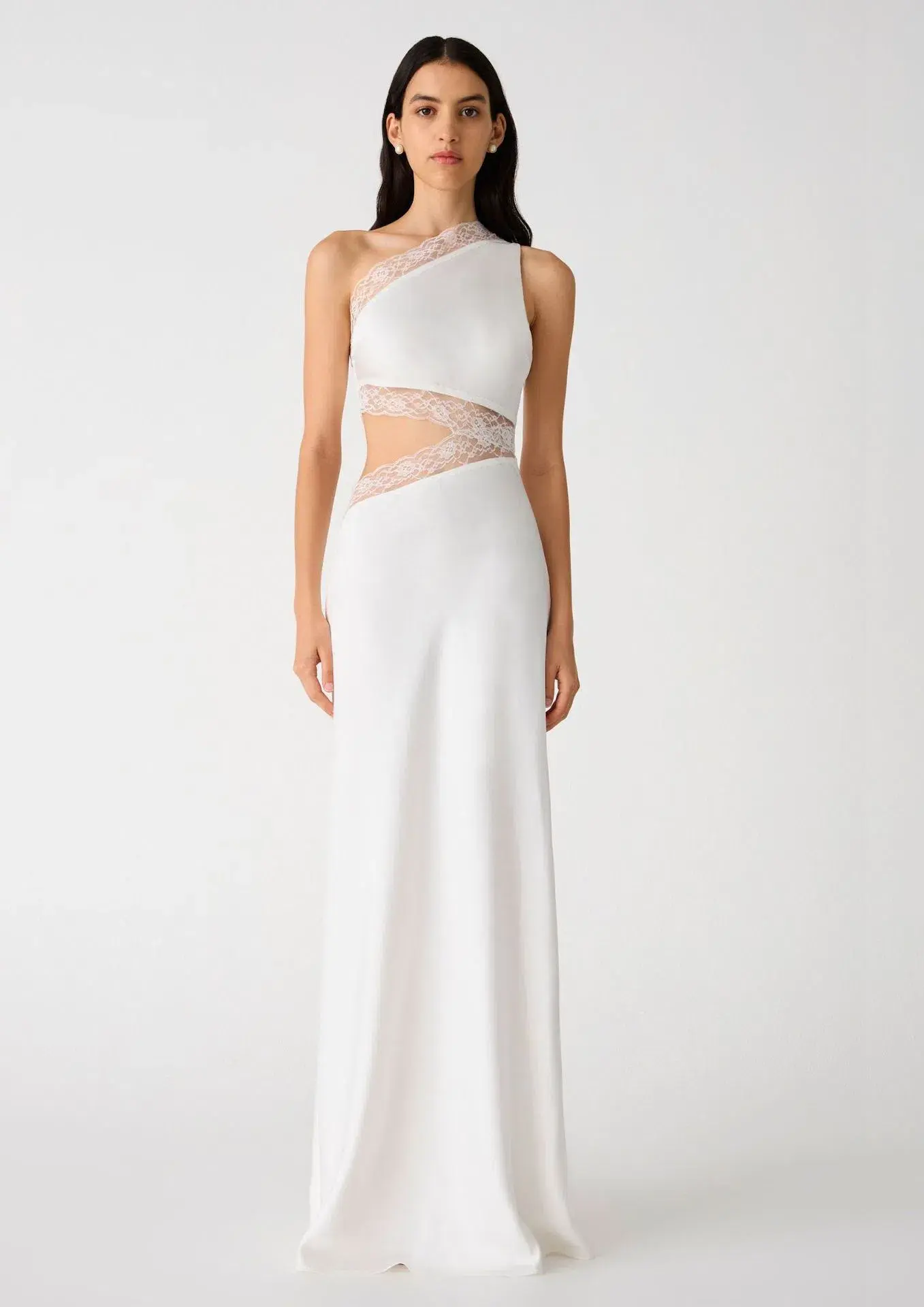 MISHA Jillian Satin & Lace Gown Ivory Size 8/S - Image 1