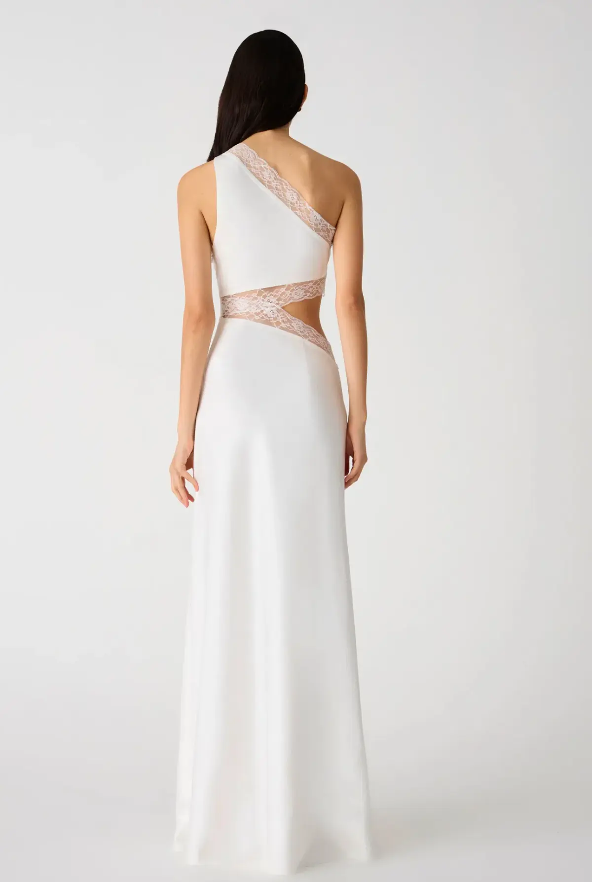 MISHA Jillian Satin & Lace Gown Ivory Size 8/S - Image 3