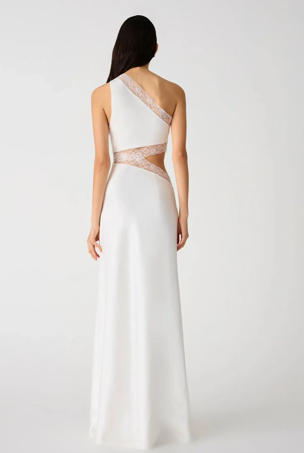 MISHA Jillian Satin & Lace Gown Ivory Size 8/S - Image 3