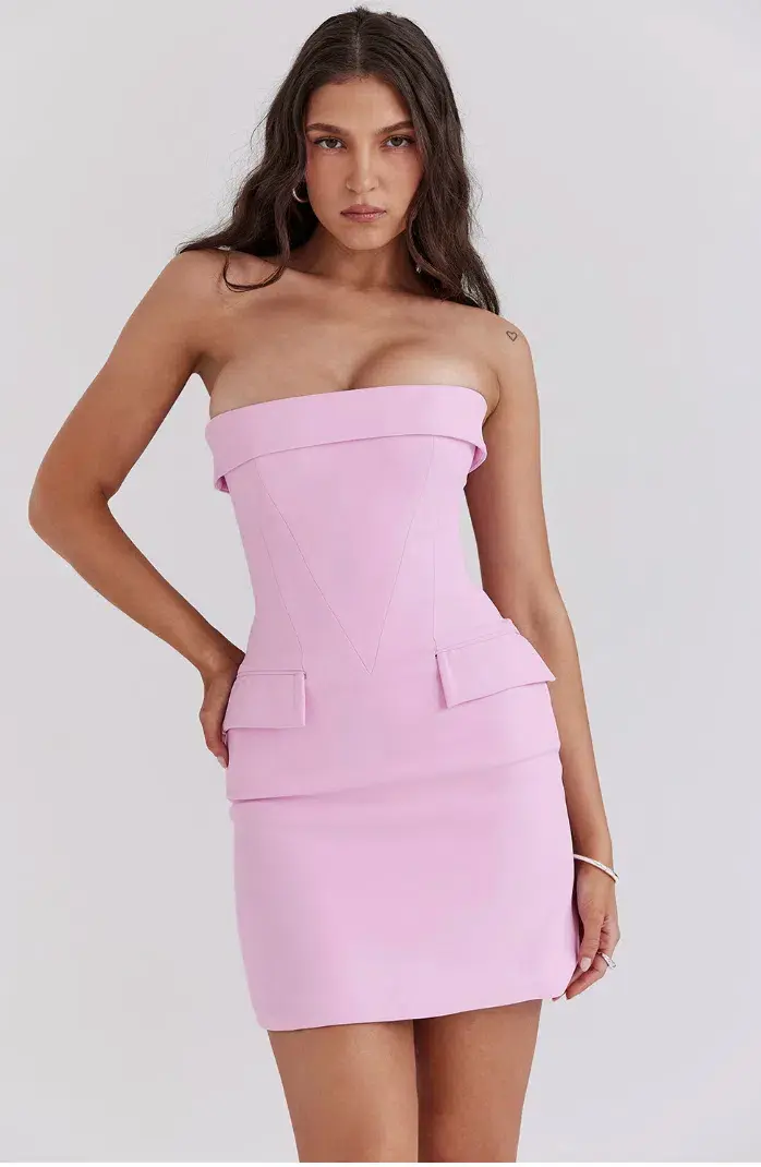 House of CB Naia Strapless Mini Dress Cotton Candy Pink Size 6 for rent on The Volte - main image