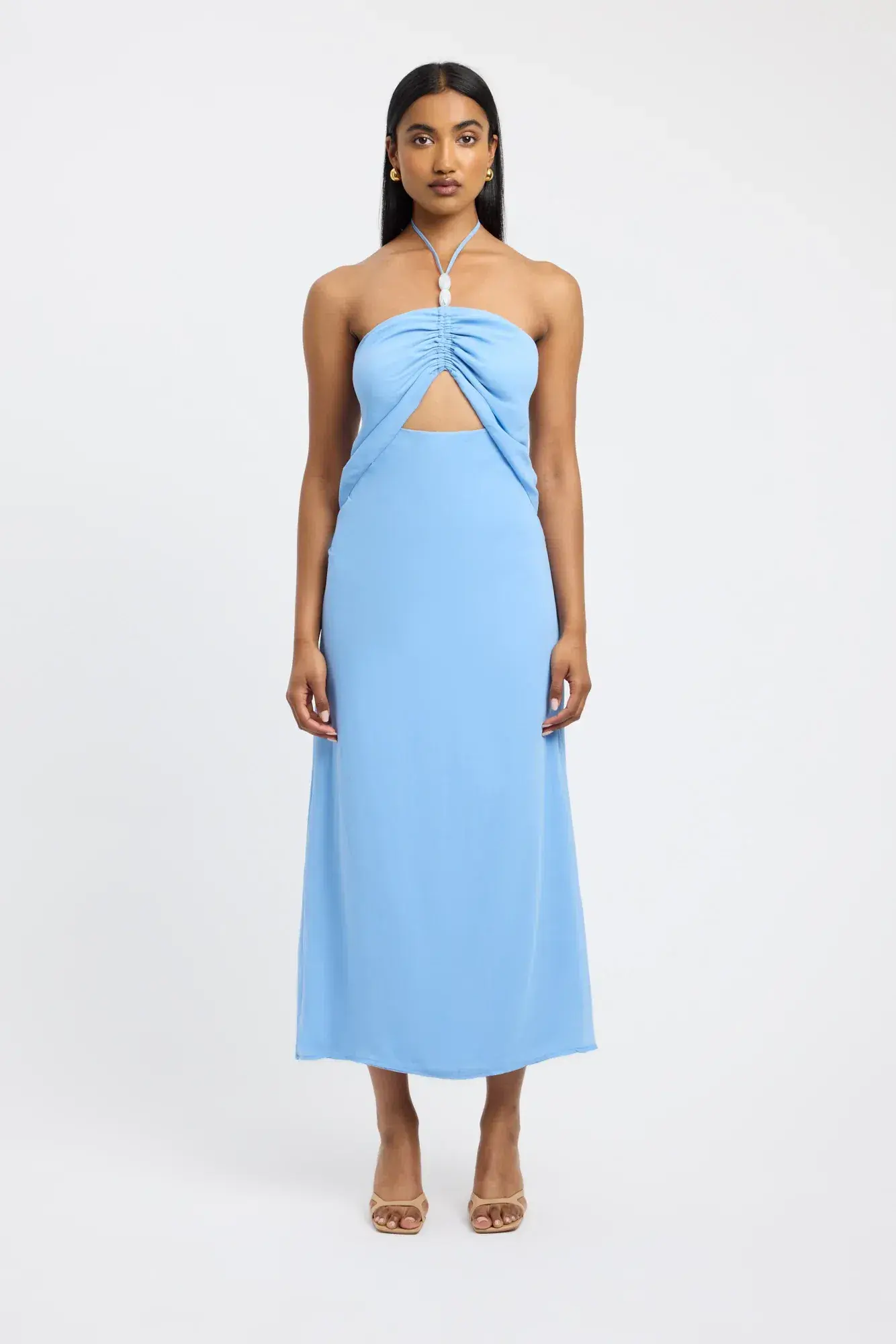 Kookai Elsa Beaded Maxi Dress Powder Blue Size 8 - Image 1