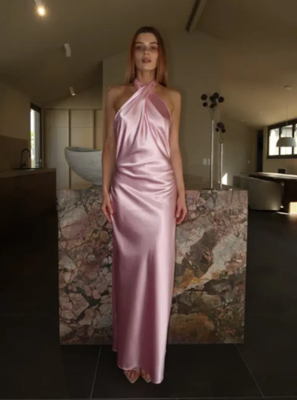 YLD Design Crossover Maxi Dress Light Pink Size S / AU 8 - Image 1