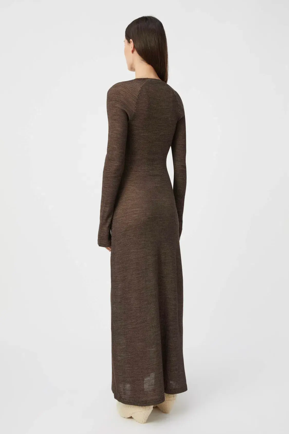 Camilla and Marc Valle Wool Maxi Dress Chocolate Brown Size 10 - Image 3