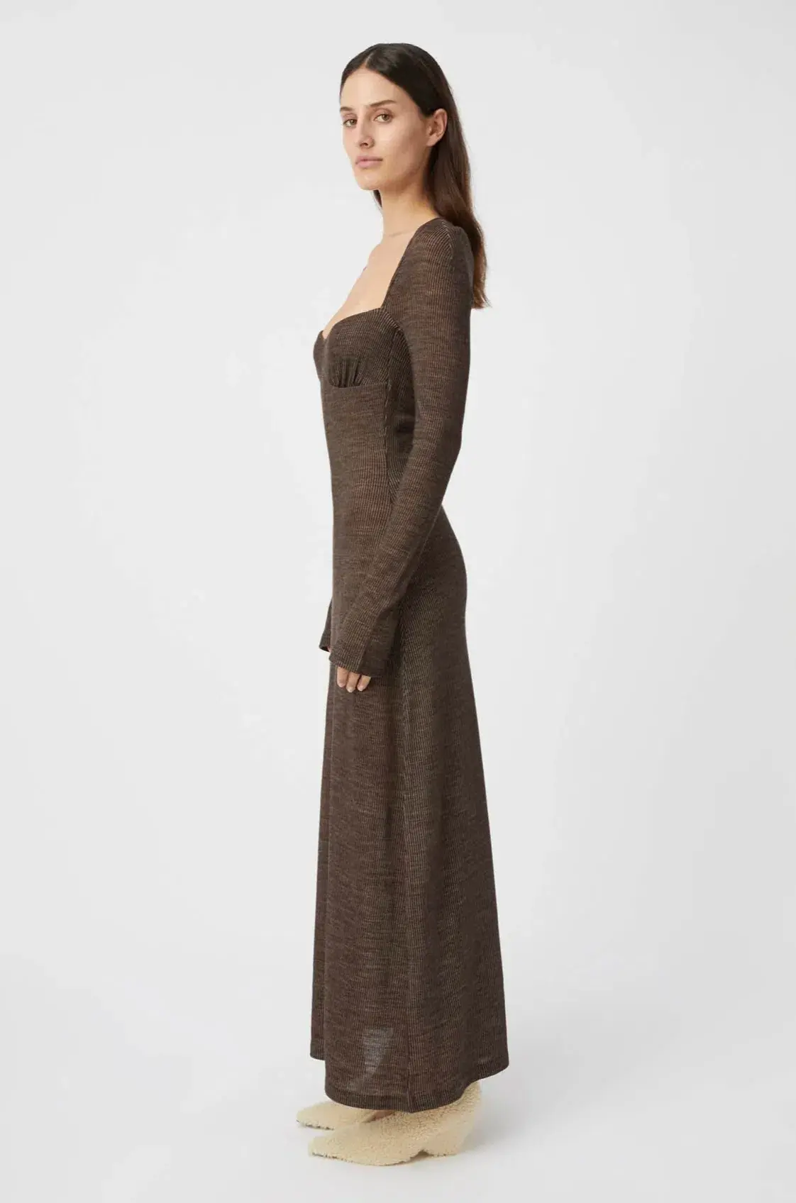 Camilla and Marc Valle Wool Maxi Dress Chocolate Brown Size 10 - Image 4