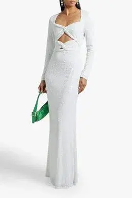 ONE33 SOCIAL Twisted Cutout Sequin Gown Dress Sequin Size 8 - Image 4