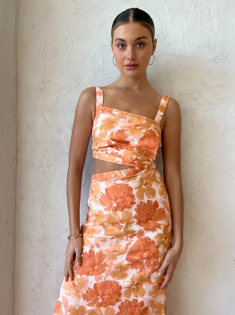 Significant Other Elena Midi Dress in Scarlet Poppy, Size 12 - Image 7