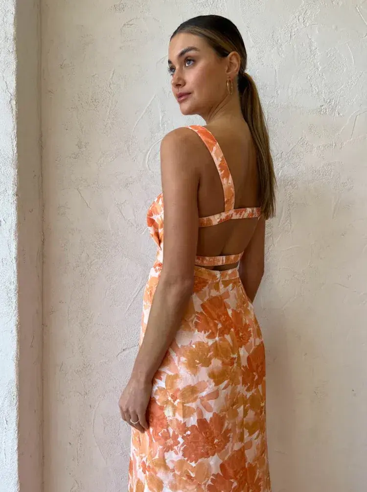 Significant Other Elena Midi Dress in Scarlet Poppy, Size 12 - Image 8