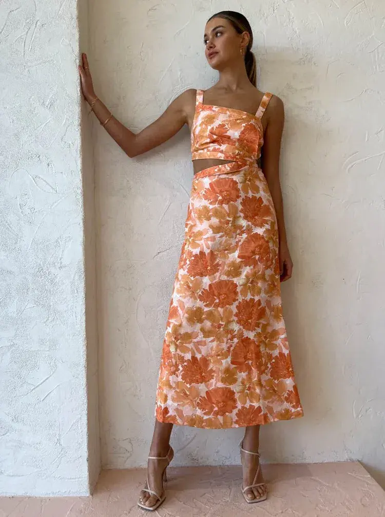 Significant Other Elena Midi Dress in Scarlet Poppy, Size 12 - Image 6