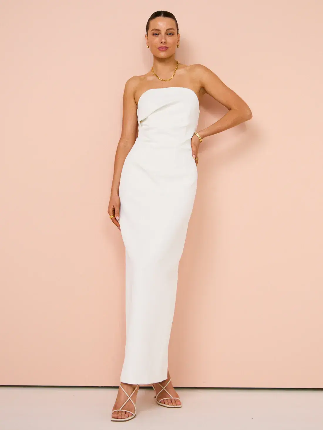 Manning Cartell Fast Forward Strapless Dress in White, Size 12 - Image 1