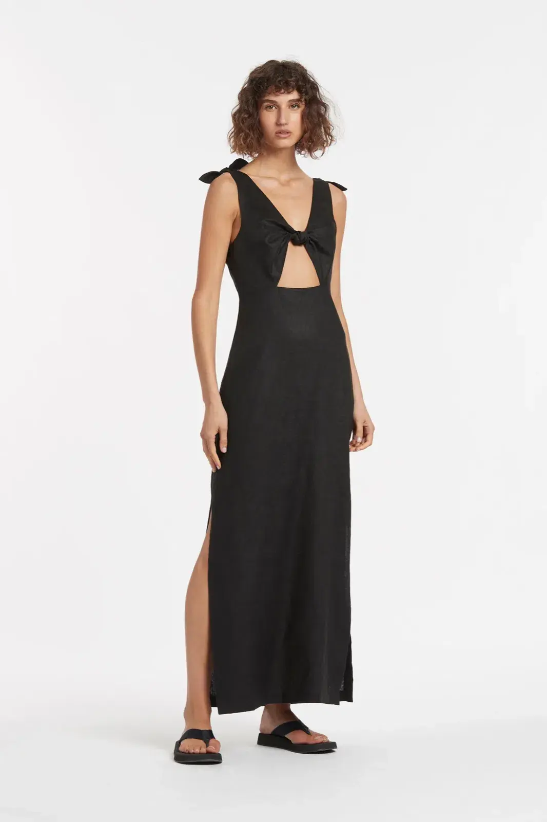 Sir the Label Alexandre Tie Knot Dress Black Size AU 8  for rent on The Volte - main image