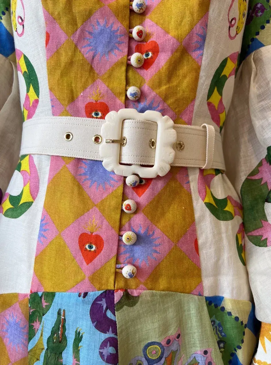 Alemais Lou Balloon Sleeve Shirtdress Multi Size 8 - Image 4