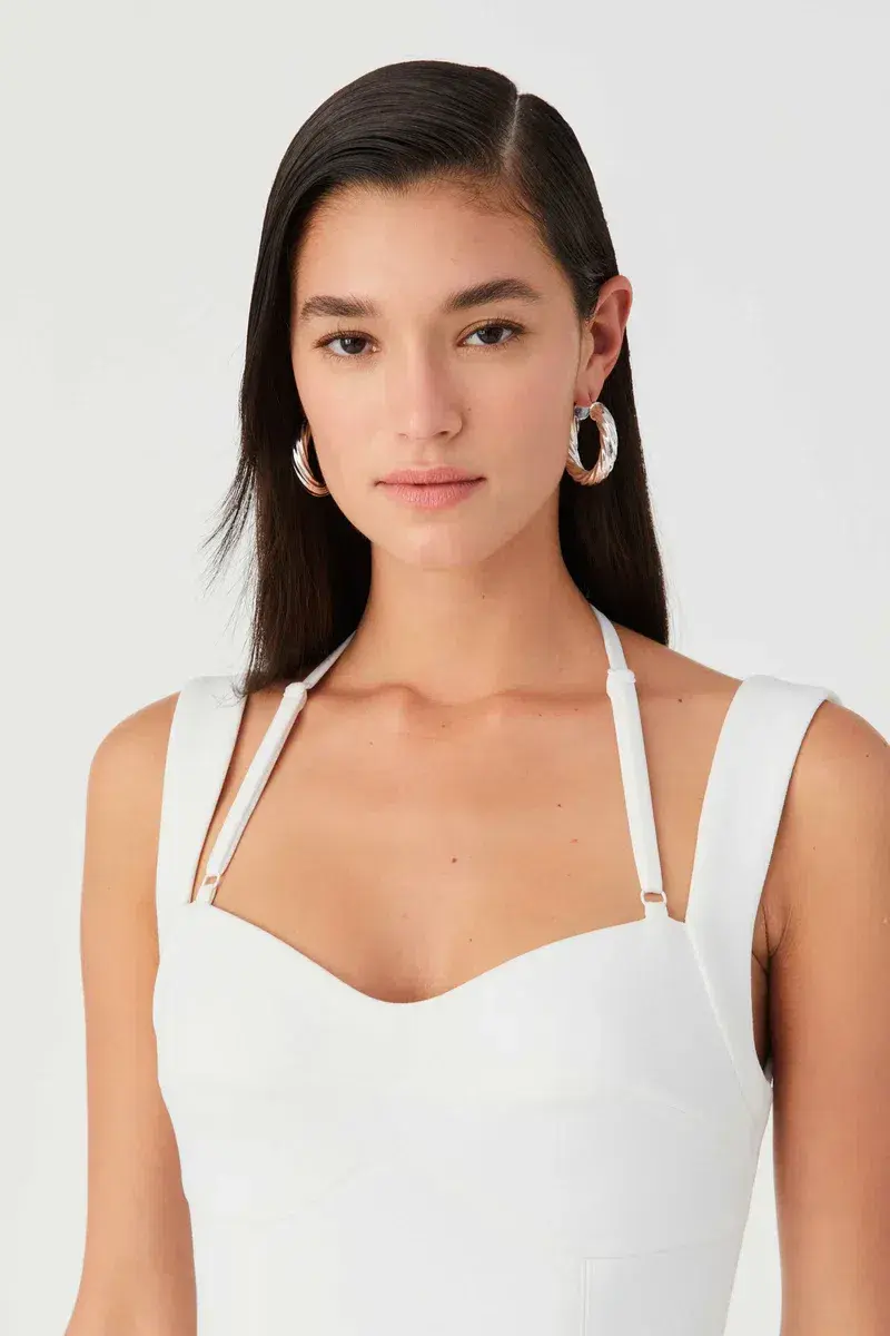 Misha Lowen Crepe Mini Dress Ivory Size 10/M for rent on The Volte - main image