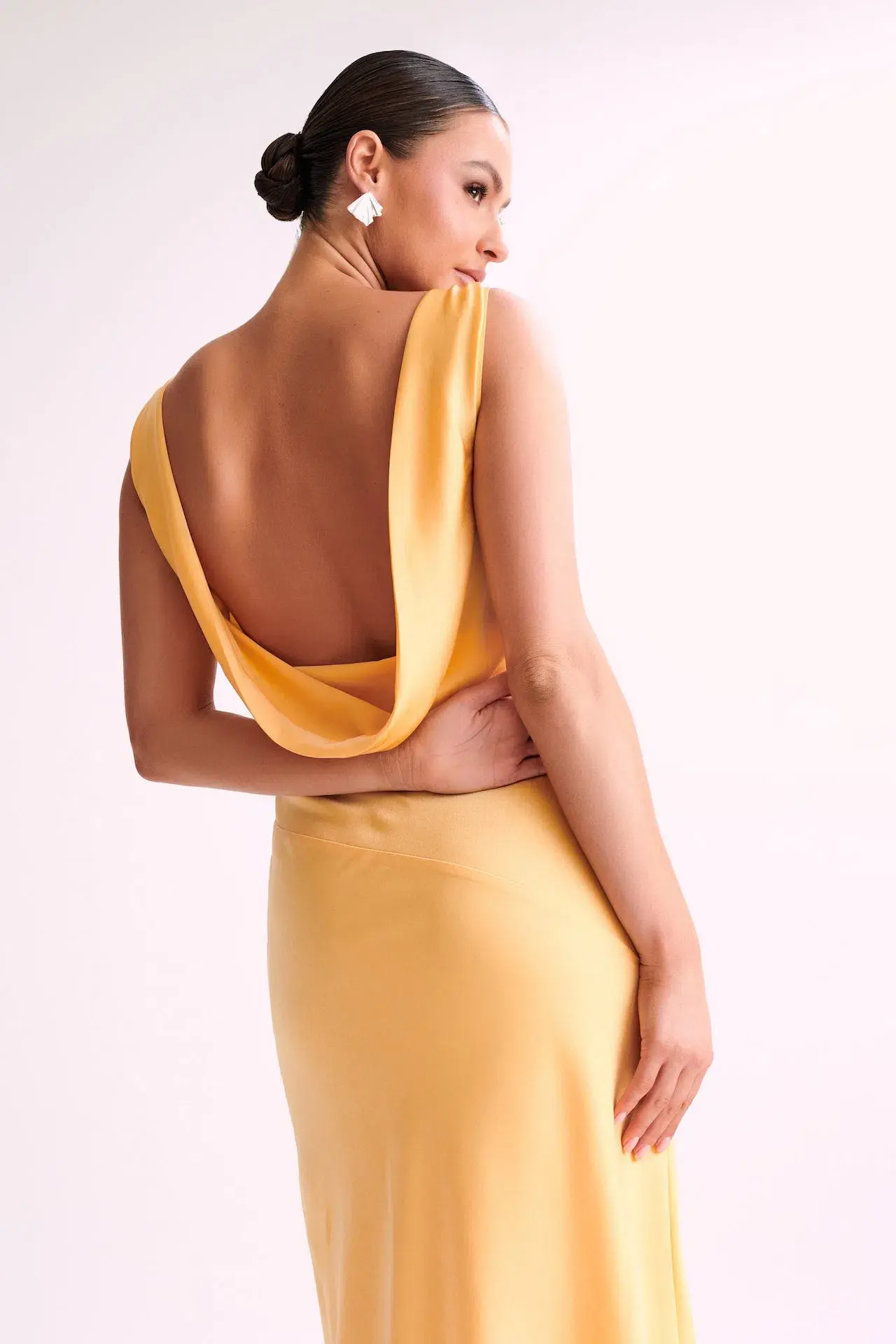 Meshki Nadia Satin Maxi Dress With Back Cowl Lemon Size XXL / AU 16 - Image 3