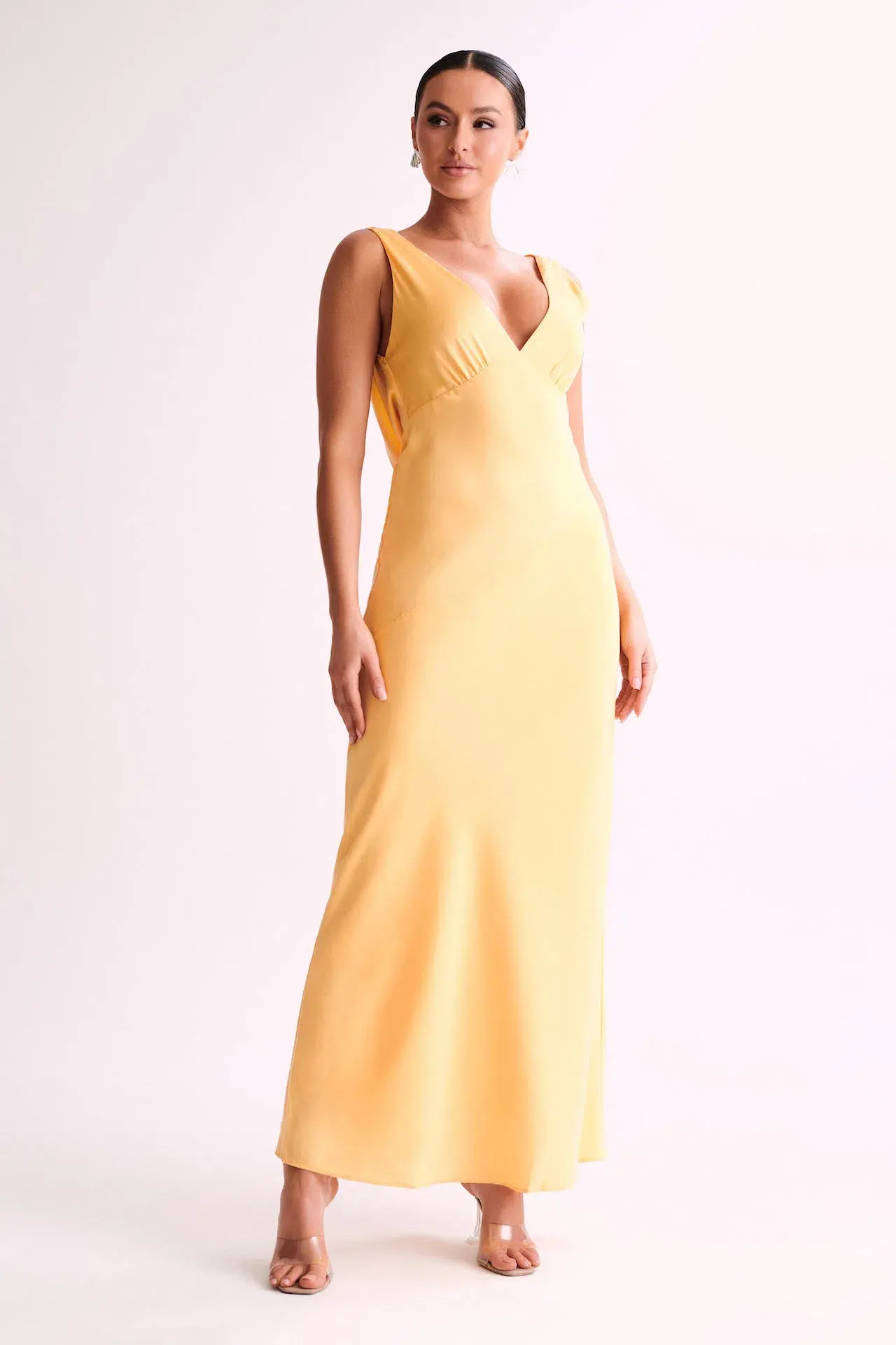 Meshki Nadia Satin Maxi Dress With Back Cowl Lemon Size XXL / AU 16 - Image 2