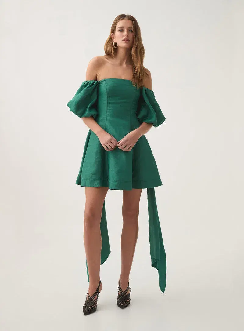 Aje Incarnation Mini Dress Emerald Size 16 for rent on The Volte - main image