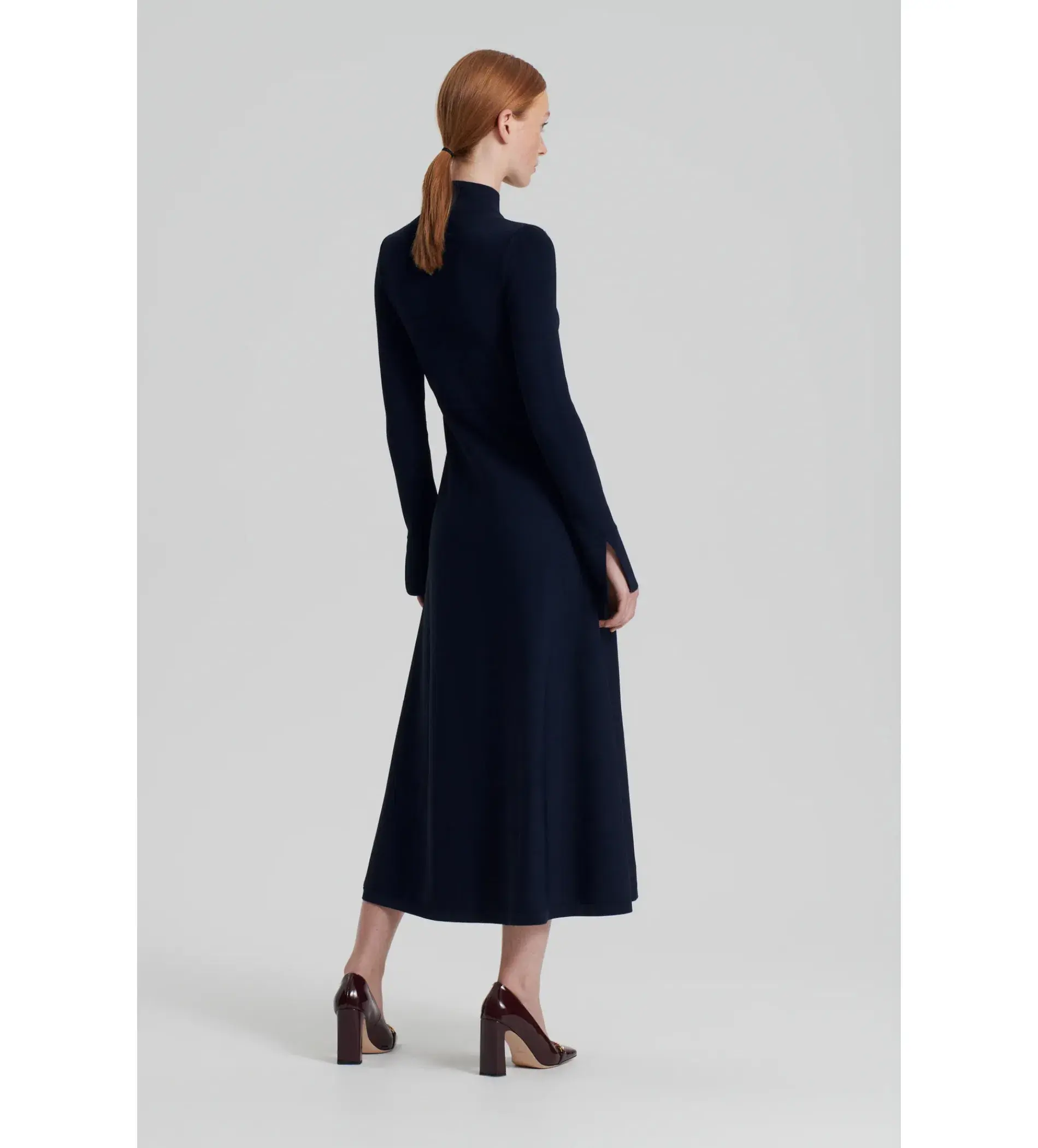 Scanlan Theodore Crepe Knit Button Polo Midi Dress in Navy Size 6 - Image 3