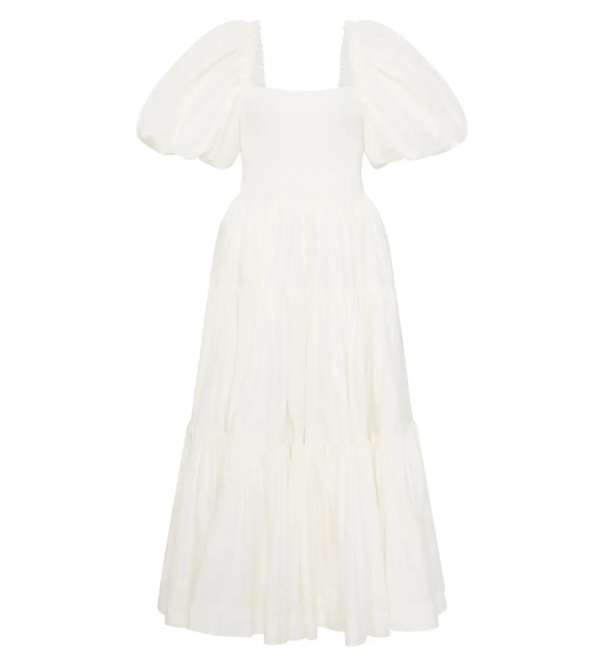 Aje Casa Puff Sleeve Midi Dress White Size 10 - Image 4